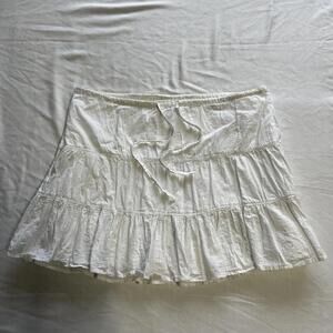 Vintage Y2K Garage white tiered boho fairy cotton skirt silver pinstripes M